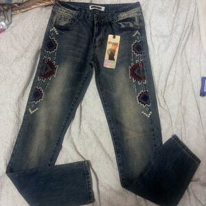 K’ smore Embroidered Blue Jeans